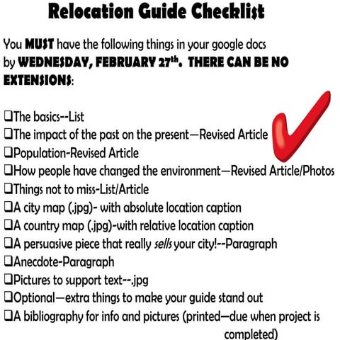 Relocation guide checklist