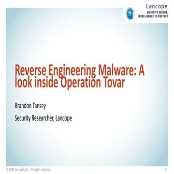Reverse Engineering Malware: A look inside Operation Tovar