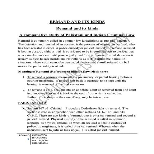 #Remand and its kinds