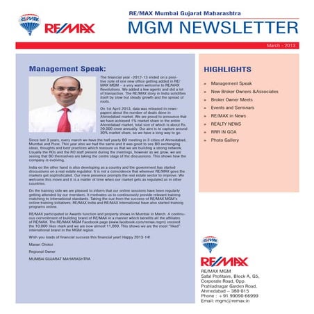 Remax mgm march 2013 newsletter