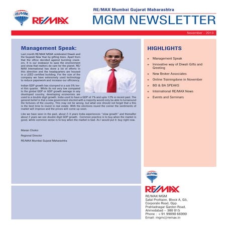 RE/MAX Mumbai Gujarat Maharashtra Newsletter November 2013