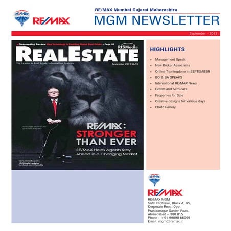 RE/MAX Mumbai Gujarat Maharashtra Newsletter September 2013