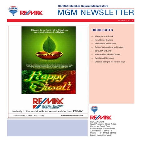 RE/MAX Mumbai Gujarat Maharashtra Newsletter October 2013 