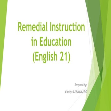 Remedial Instruction in Education