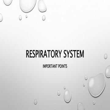 Respiratory System- Important Points