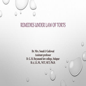 Remedies under law of torts