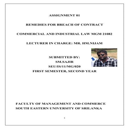 Remedies for breach of contract | PDF