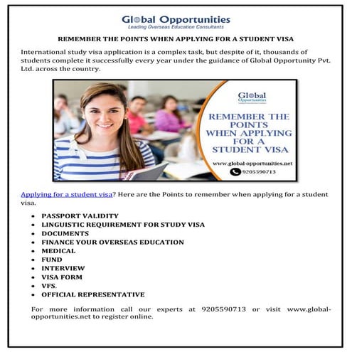 REMEMBER THE POINTS WHEN APPLYING FOR A STUDENT VISA