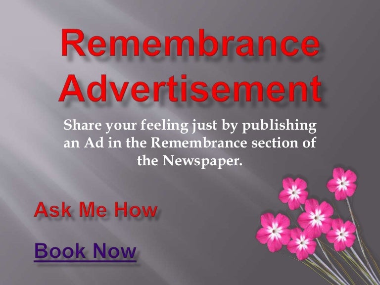 RemembranceClassifiedDisplayAdvertisementforNewspaper