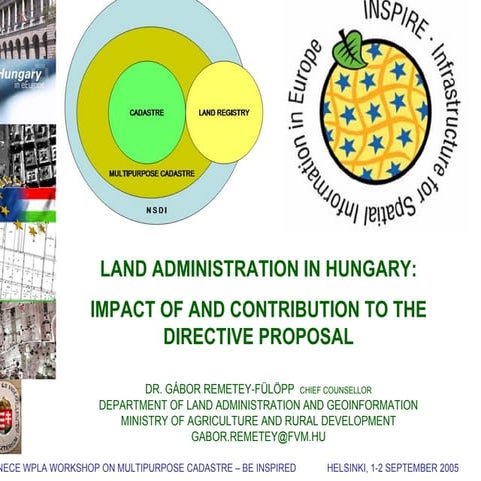 Land Administration in Hungary: Impact of and contribution to the (INSPIRE) directive proposal (2005)