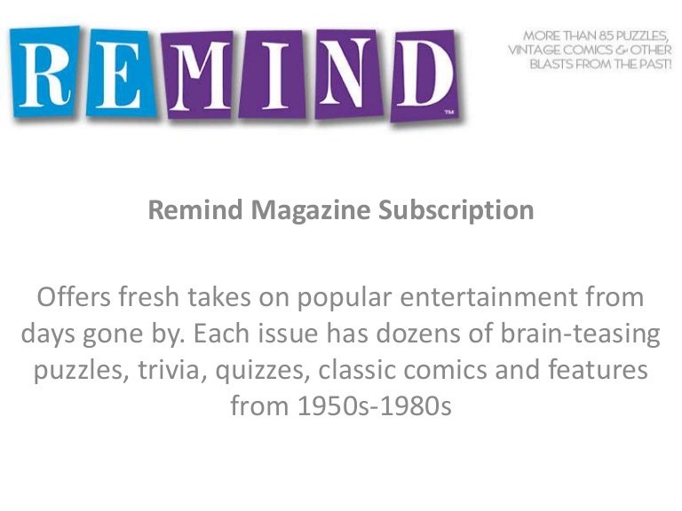 Remind magazine subscription Discount