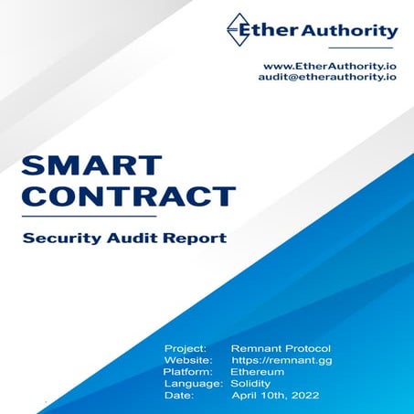 Remnant Protocol – Smart Contract Security Audit Report by EtherAuthority