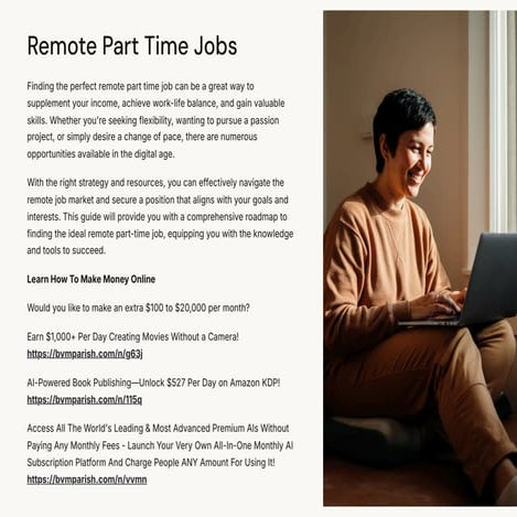 Remote Part Time Jobs: A Comprehensive Guide for Flexibility and Income