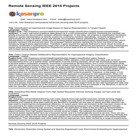 Remote Sensing IEEE 2015 Projects