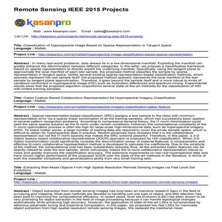 Remote Sensing IEEE 2015 Projects