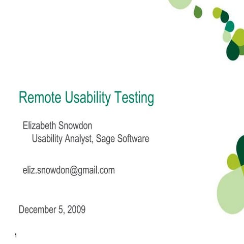 Remote Usability Testing