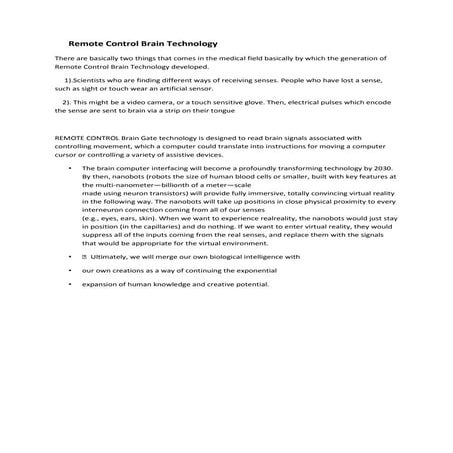 Remote control brain technology