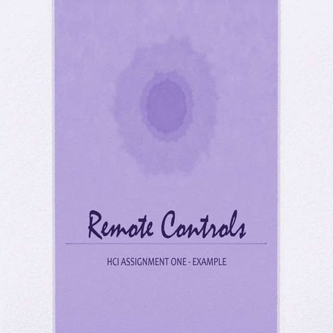 Remote Controls - HCI - Assignment 1