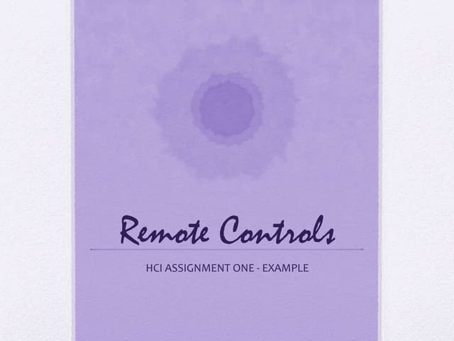 Remote Controls - HCI - Assignment 1