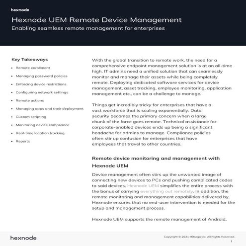  Hexnode UEM Remote Device Management