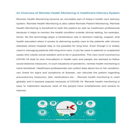 Remote Health Monitoring | Kameda Infologics