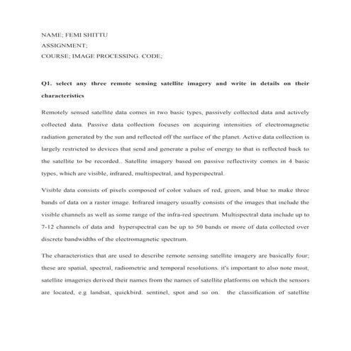 Remotely sensed satellite data comes in two basic types.docx