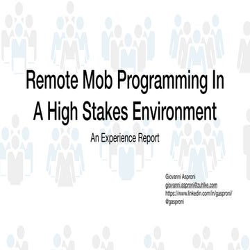 Remote mobprogrammingina highstakesenvironment