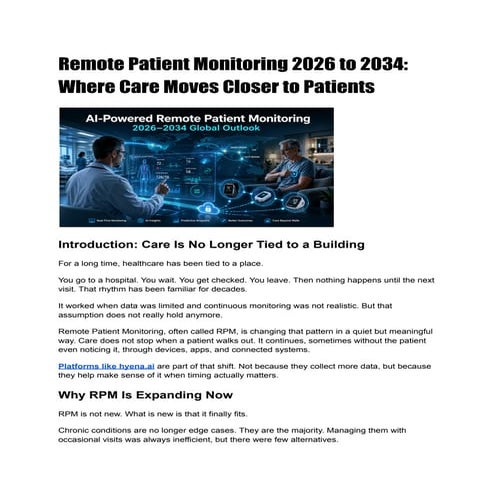 Remote Patient Monitoring 2026-2034: Transforming Healthcare with AI ...