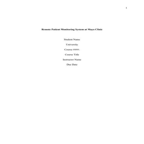 Remote Patient Monitoring System at Mayo Clinic