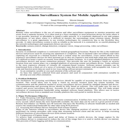 Remote surveillance system for mobile application