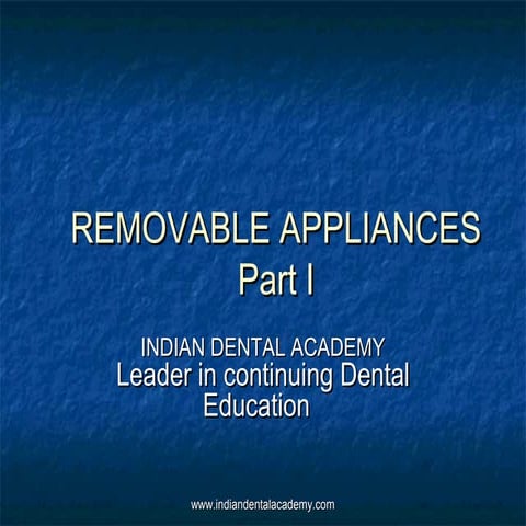REMOVABLE APPLIANCES Part I /cosmetic dentistry courses