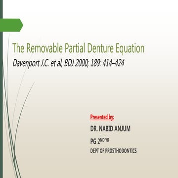 Removable Partial Denture  Equation