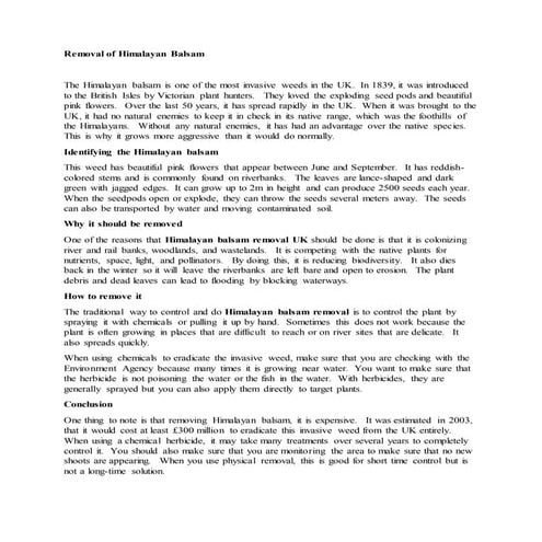 Removal of himalayan balsam