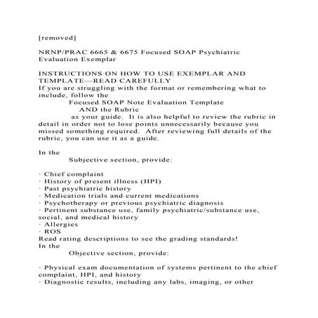 [removed]NRNPPRAC 6665 & 6675 Focused SOAP Psychiatric Evaluati.docx