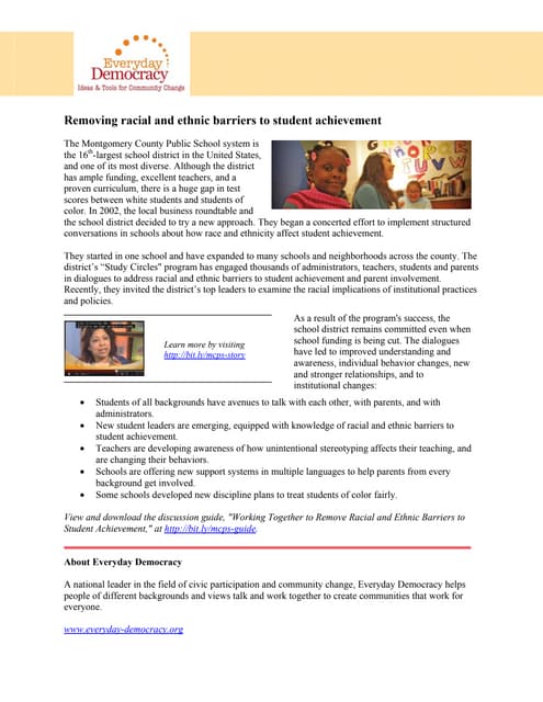 Removing racial and ethnic barriers...