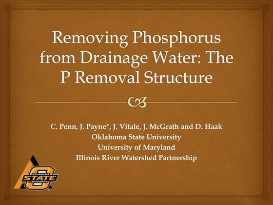 Removing phosphorus from drainage water the phosphorus removal structure