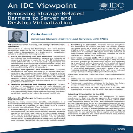 Removing Storage Related Barriers to Server and Desktop Virtualization