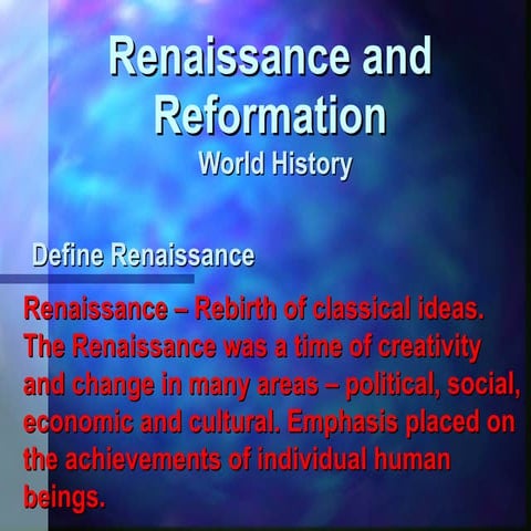 Renaissance and reformation  quick review