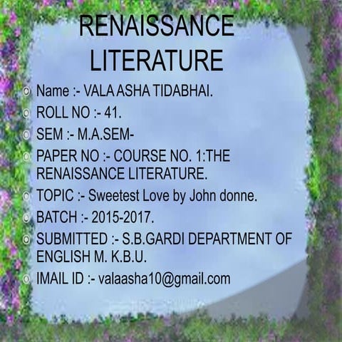 Renaissance literature paper 1