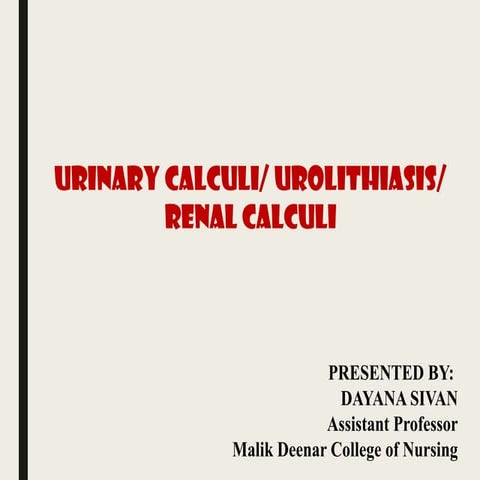 RENAL CALCULI for nursing students in india