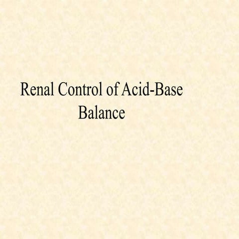 Renal control of acid base balance