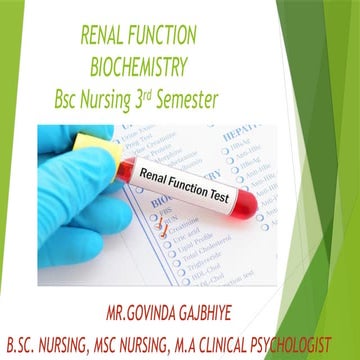 RENAL FUNCTION TEST BSC NURSING 2ND SEMESTERS | PPTX