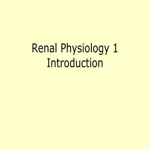 Renal physiology introduction.