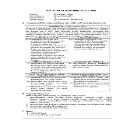 RPP K 13 BAB FUNGSI KELAS X 