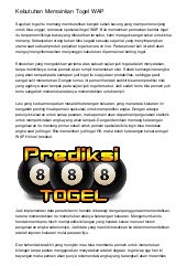 Kebutuhan Memainkan Togel Wap