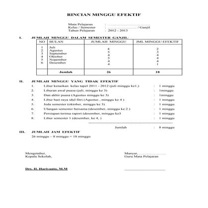 Rencana pekan efektif | DOCX