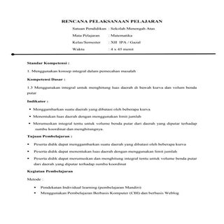 Rencana pelaksanaan pelajaran