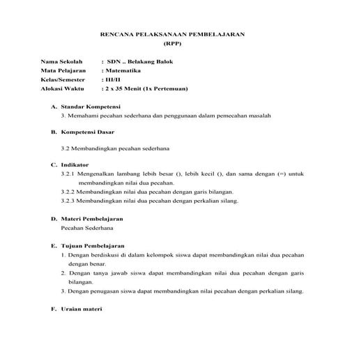 Modul ajar pembelajaran pecahan kelas 3 SD | PDF