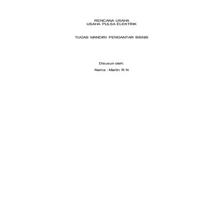 Rencana Usaha Pulsa Elektrik 