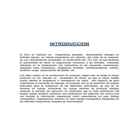 Rendimiento de maquinarias para carreteras